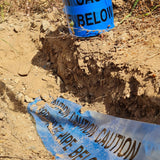 Highly visible underground warning tape for safe location of electric cables and pipes.