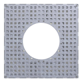 square galvanised steel tree grille with a circular