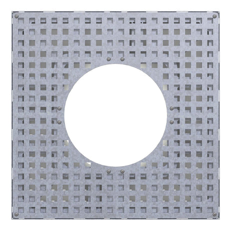 square galvanised steel tree grille with a circular