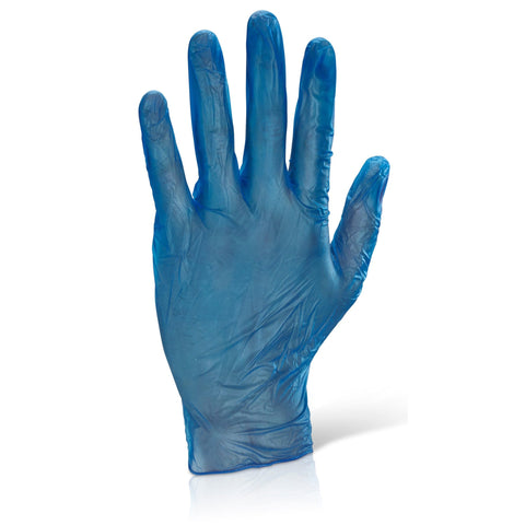 Blue Vinyl Disposable Examination Gloves (Box of 1000) - Pre-Powdered, Latex-Free, Ambidextrous Design,