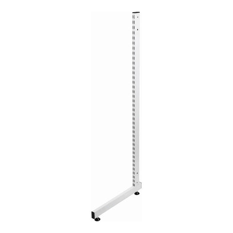 White End of Run Upright and Leg for Gondola Shelving - Versatile Display System - Freestanding 'L' Shaped Leg - Adjustable Feet - Suitable for Twin Slot Bracket System - Available in Two Sizes: H1220mm x D500mm & H2000mm x D500mm