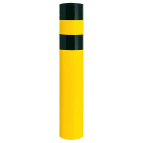 Black Bull XXL heavy duty steel bollard, 273mm diameter, side view on a bolt-down base plate