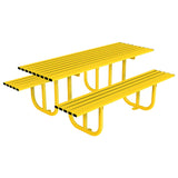 HADDON-seat-picnic-table-backless-bench-autopa-steel-metal-garden-outdoor-seating-commercial-industrial-park-schools-durable-powder-coated-heavy-duty-weather-resistant-bolt-down-fixed-shopping-centres-flanged
