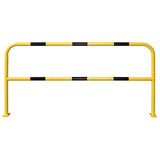 yellow-black-high-visibility-hoop-guard-heavy-duty-indoor-outdoor-use-industrial-warehouses-depots-factories-safety-commercial-steel-powder-coated-distribution-forklift-damage-pallet-racking-impact-protection-galvanised-powder-coated-steel