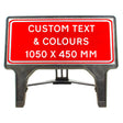 1050-X-450-Custom-Text Melba Swintex Plastic Q Sign in Red and White for Constrction, Traffic Management road and utility works 