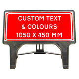 1050-X-450-Custom-Text Melba Swintex Plastic Q Sign in Red and White for Constrction, Traffic Management road and utility works 