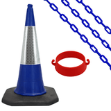 Cone Chain Barrier Kit Road cones Chain holders Chains Traffic control equipment Safety barriers Crowd control barriers Road safety products Construction site equipment Barrier systems 1 Meter