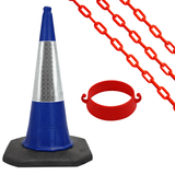 Cone Chain Barrier Kit Road cones Chain holders Chains Traffic control equipment Safety barriers Crowd control barriers Road safety products Construction site equipment Barrier systems 1 Meter
