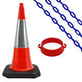 Cone Chain Barrier Kit Road cones Chain holders Chains Traffic control equipment Safety barriers Crowd control barriers Road safety products Construction site equipment Barrier systems 1 Meter