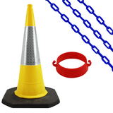 Cone Chain Barrier Kit Road cones Chain holders Chains Traffic control equipment Safety barriers Crowd control barriers Road safety products Construction site equipment Barrier systems 1 Meter