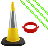 Cone Chain Barrier Kit Road cones Chain holders Chains Traffic control equipment Safety barriers Crowd control barriers Road safety products Construction site equipment Barrier systems 1 Meter