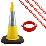 Cone Chain Barrier Kit Road cones Chain holders Chains Traffic control equipment Safety barriers Crowd control barriers Road safety products Construction site equipment Barrier systems 1 Meter