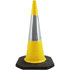 Yellow 1 Metre 2-Piece Traffic Cone