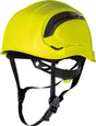 Delta Plus Granite Wind ventilated safety helmet in yellow with black vent trim - front three-quarter view