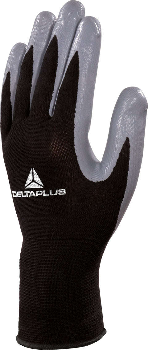 Delta Plus VE712GR Nitrile Palm Coated Knitwrist Safety Gloves - 12 x Pairs