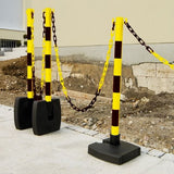 plastic-post-and-chain-kit-red-&-white-self-standing-barrier-system- 5Plastic post and chain kit Self-standing barrier system Red and white colour scheme Crowd control solution Plastic chain barriers Outdoor safety barrier Traffic control solution Durable construction Portable design