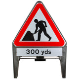 Men At Work with 300 yds Supplementary Plate 750mm Q-Sign 7001