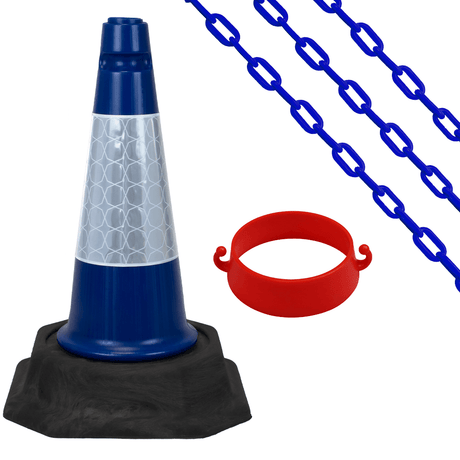 Cone Chain Barrier Kit Road cones Chain holders Chains Traffic control equipment Safety barriers Crowd control barriers Road safety products Construction site equipment Barrier systems