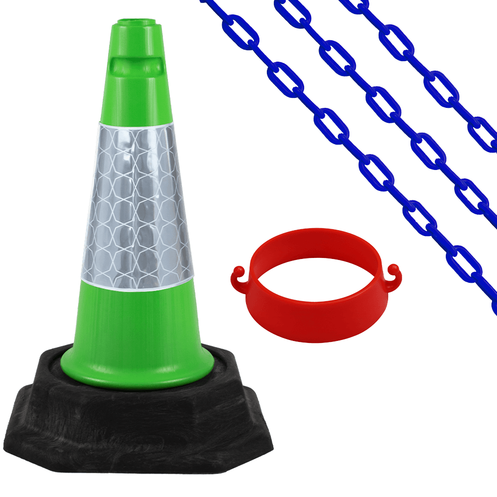 Cone Chain Barrier Kit Road cones Chain holders Chains Traffic control equipment Safety barriers Crowd control barriers Road safety products Construction site equipment Barrier systems