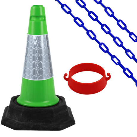 Cone Chain Barrier Kit Road cones Chain holders Chains Traffic control equipment Safety barriers Crowd control barriers Road safety products Construction site equipment Barrier systems