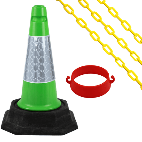 Cone Chain Barrier Kit Road cones Chain holders Chains Traffic control equipment Safety barriers Crowd control barriers Road safety products Construction site equipment Barrier systems