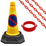 Cone Chain Barrier Kit Road cones Chain holders Chains Traffic control equipment Safety barriers Crowd control barriers Road safety products Construction site equipment Barrier systems 750mm