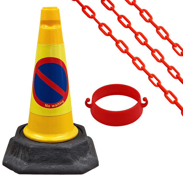 Cone Chain Barrier Kit Road cones Chain holders Chains Traffic control equipment Safety barriers Crowd control barriers Road safety products Construction site equipment Barrier systems 750mm