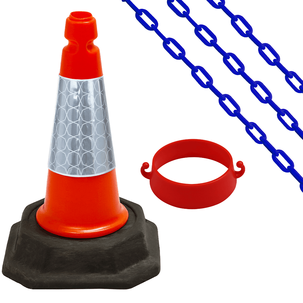 Cone Chain Barrier Kit Road cones Chain holders Chains Traffic control equipment Safety barriers Crowd control barriers Road safety products Construction site equipment Barrier systems