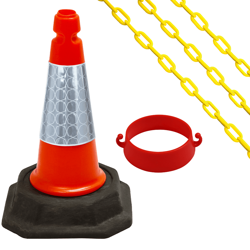 Cone Chain Barrier Kit Road cones Chain holders Chains Traffic control equipment Safety barriers Crowd control barriers Road safety products Construction site equipment Barrier systems