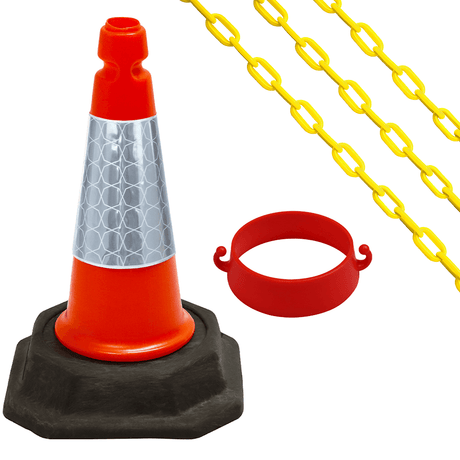 Cone Chain Barrier Kit Road cones Chain holders Chains Traffic control equipment Safety barriers Crowd control barriers Road safety products Construction site equipment Barrier systems