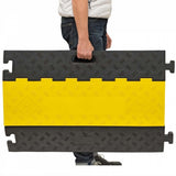 5-channel-Cable-protection-hose-ramp-channel-yellow-and-black-heavy-duty-outdoor-rubber-durable-industrial-flexible-roadworks-safety--middle-section-piece