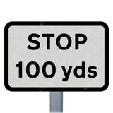 502 'Stop 100 yds' Supplementary Plate Sign Face | Post & Wall Mounted