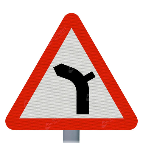 512-1v Junction Outside A Left Bend Ahead Sign Face Post Mounted