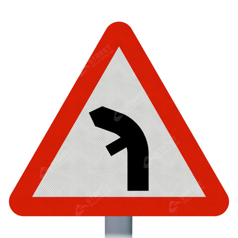 512-2v Junction Inside A Left Bend Ahead Sign Face Only