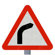 512 right turn ahead triangular warning sign face, post mounted version - front view