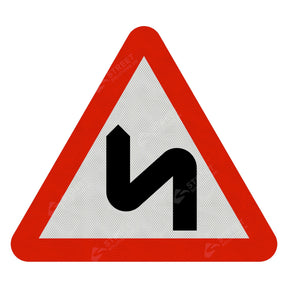 Double Bend Left Sign Face 