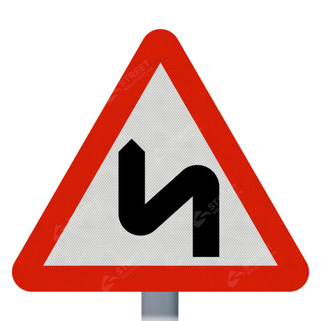 Double Bend Left Sign Face 