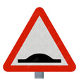 557.1 speed bumps ahead sign face with rear channels for post mounting - red and white warning triangle