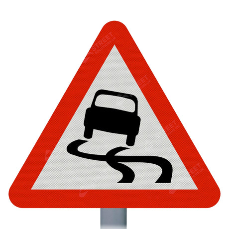 Slippery Road Ahead Sign Face
