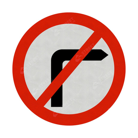 Turning Right Prohibited Sign Face 
