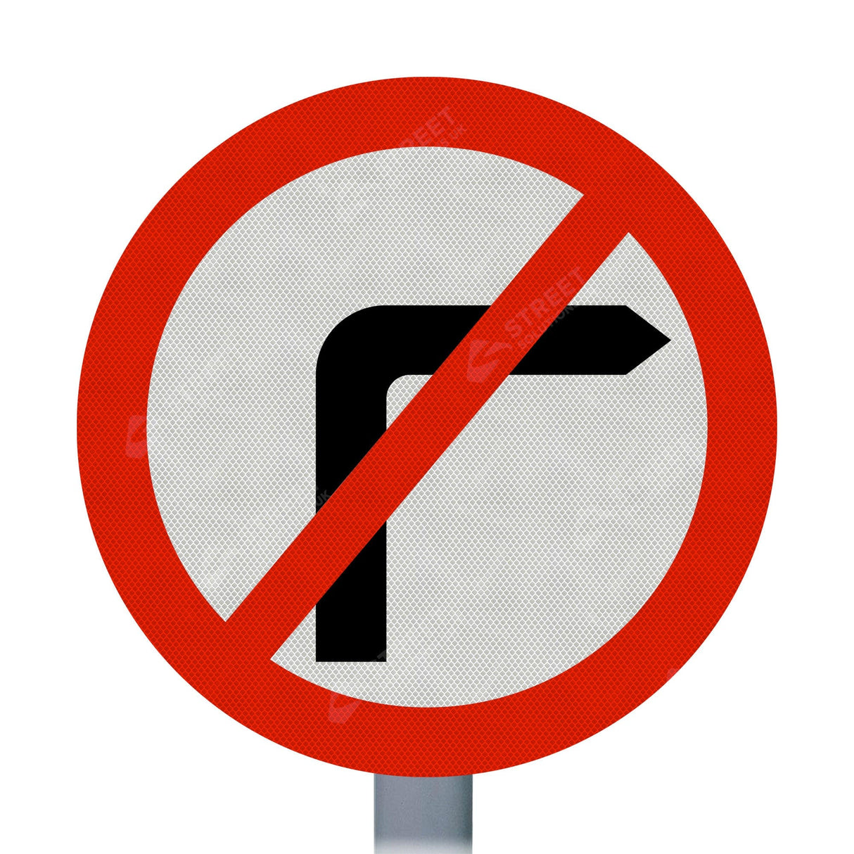Turning Right Prohibited Sign Face 