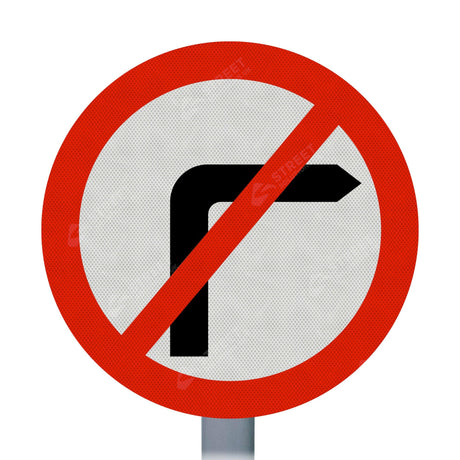 Turning Right Prohibited Sign Face 