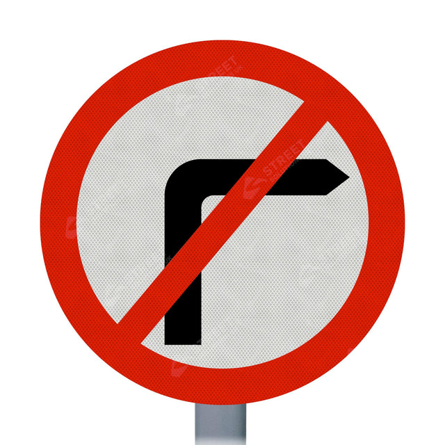 Turning Right Prohibited Sign Face 