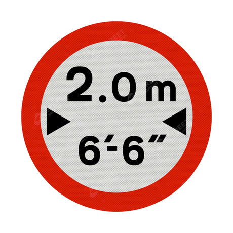 629a Vehicle Width Restriction Metric & Imperial Sign