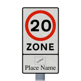 674 20mph Speed Limit Zone With Place Name Sign Face | Post & Wall Mounted road street highway public and private signage