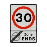 675 End of 20mph zone and start of 30mph zone Sign Face | Post & Wall Mounted