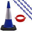 Cone chain barrier kit - blue 750mm cone with blue chain