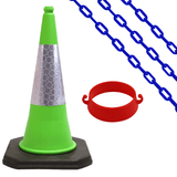 Cone-Chain-Barrier-Kit-Road-cones-Chain-holders-Chains-Traffic-control-equipment-Safety-barriers-Crowd-control-barriers-Road-safety-products-Construction-site-equipment-Barrier-systems-750mm-red-white