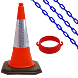 Cone-Chain-Barrier-Kit-Road-cones-Chain-holders-Chains-Traffic-control-equipment-Safety-barriers-Crowd-control-barriers-Road-safety-products-Construction-site-equipment-Barrier-systems-750mm-red-white