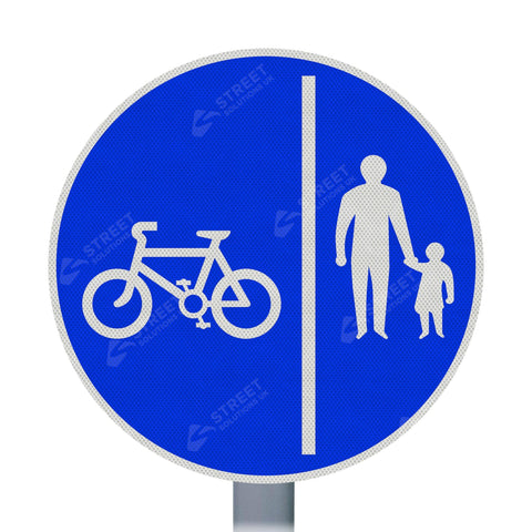 957 Cycle & Pedestrian (Cyclist Keep Left) Route Sign Face | Post & Wall Mounted